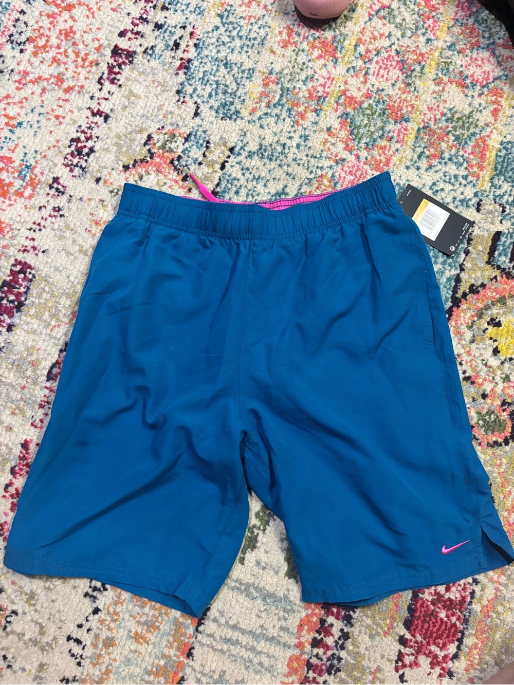 Nike Teal Blue Performance Shorts with Pink Accents